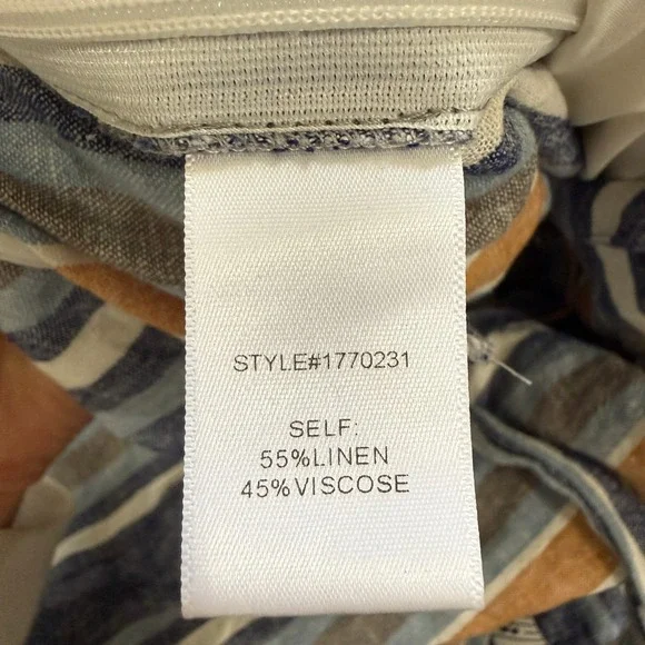 Striped Wide Leg Pants Linen Blend Medium Current Air Beachy Lounge Leisure - Picture 9 of 11